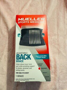 Mueller Adjustable Back Brace Support Belt – One Size Fits Most – Open Box New